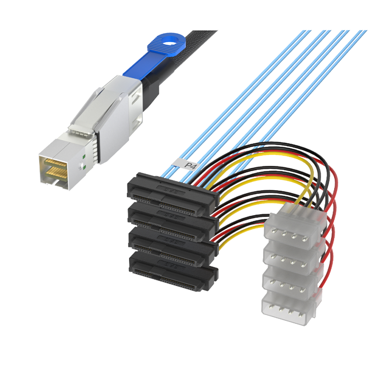 MINISAS SFF8644 TO 4*SFF8482+ Large 4P Harness Quality Material Stable performance RCD