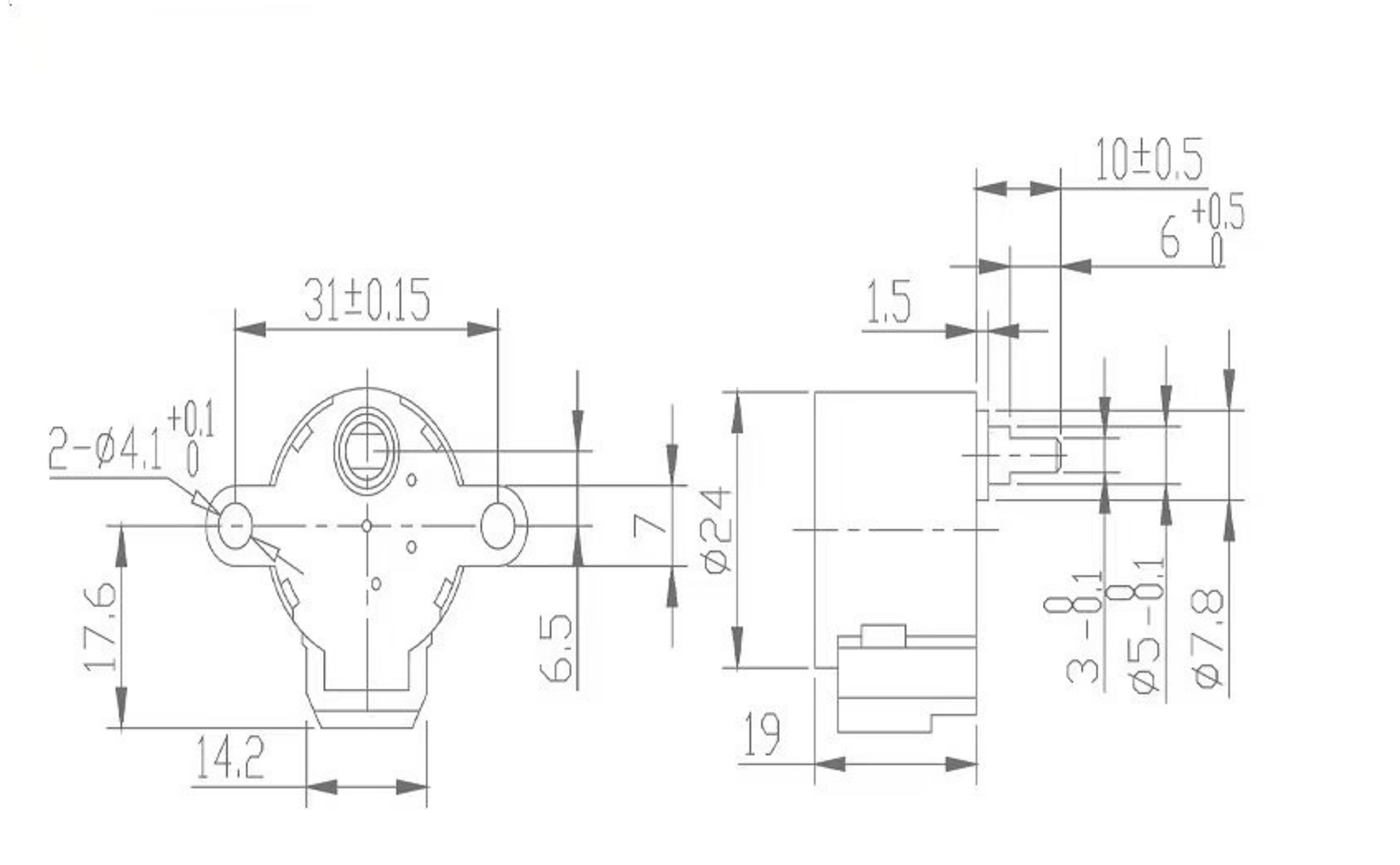 drawing of 24byj28 stepper motor