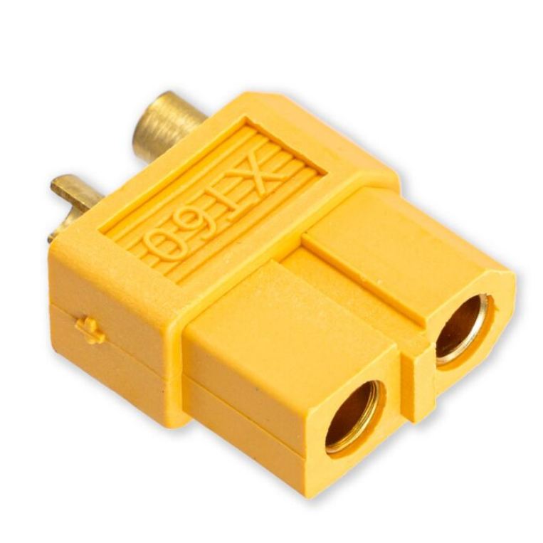Conector de alimentación en stock, cabeza hembra, 2P, aleación de cobre chapado en oro, PA amarillo, UL94V-0, 35A, prueba de hilo incandescente 850℃, Amass P/N XT60-F RCD