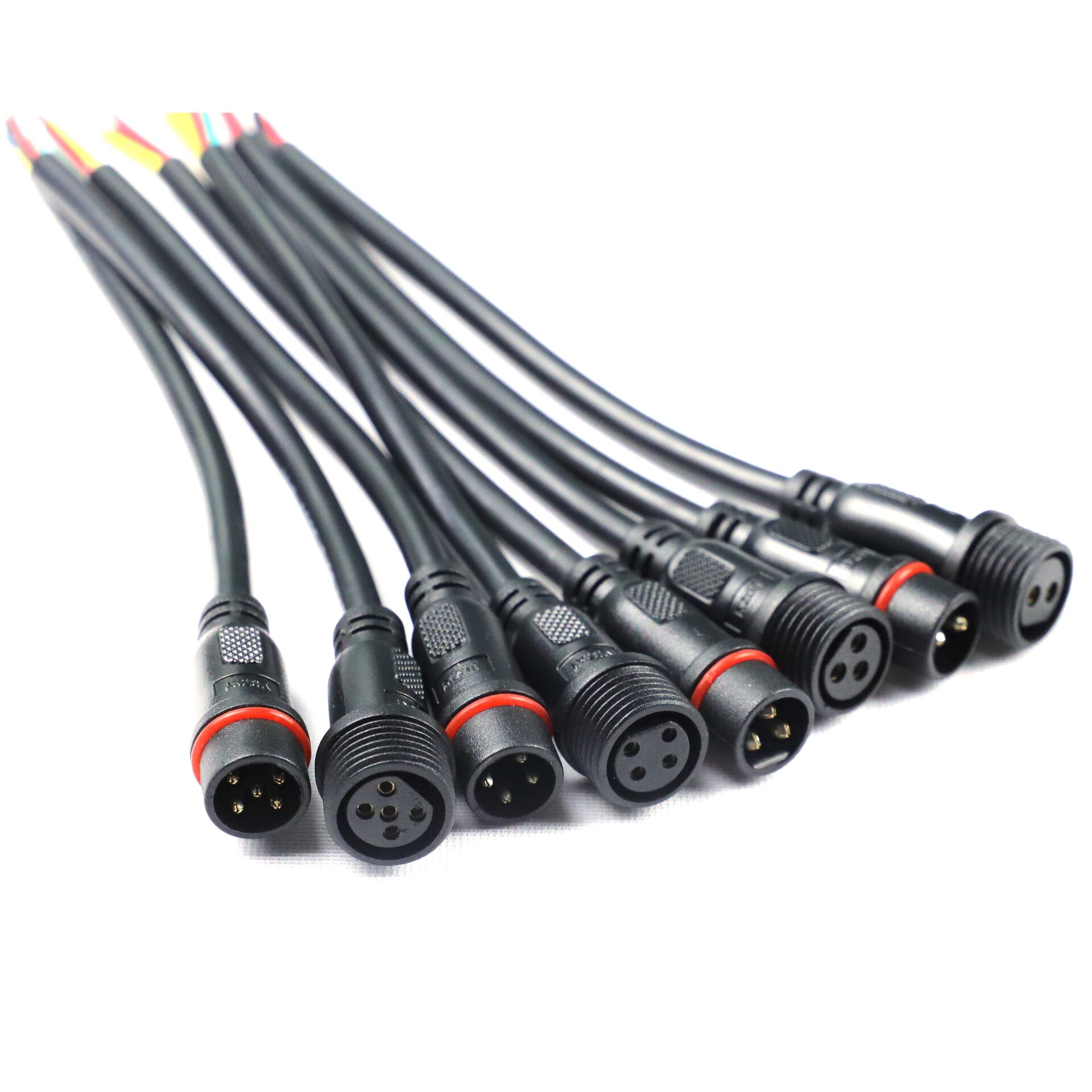 Cable de alimentación del cable del extensor del enchufe del conector impermeable macho hembra de 3 pines para la luz de tira del LED Cable de alimentación del cable del extensor del enchufe del conector impermeable macho hembra de 3 pines para la luz de tira del LED
