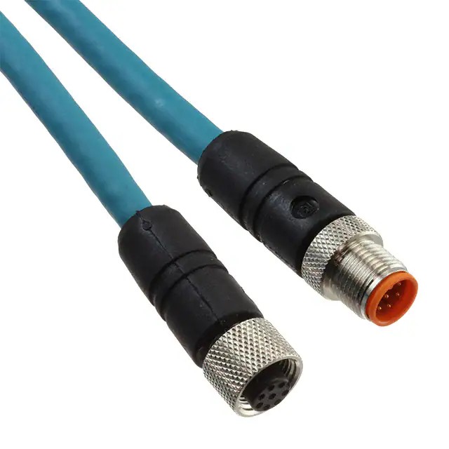 Chaqueta de TPE con mamparo M12 macho a hembra y hembra y RJ45 CBL 8POS MACHO A FMALE 49.2 '