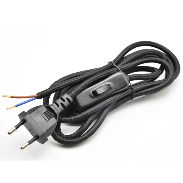 Cable de alimentación de lámpara de enchufe europeo, Cable de 220V para pantalla de lámpara, Cable de lámpara con interruptor 304