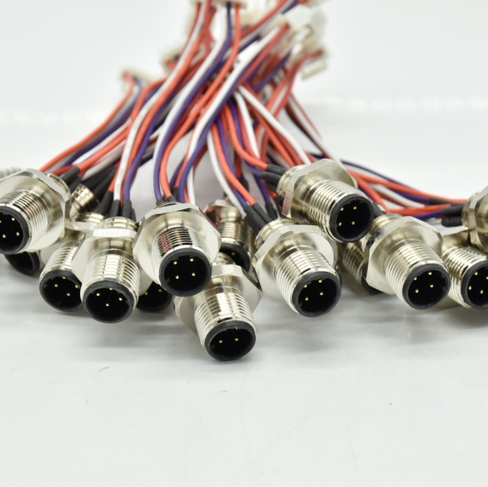 IP67 impermeable código D cable de aviación macho conector M12 de 4 pines