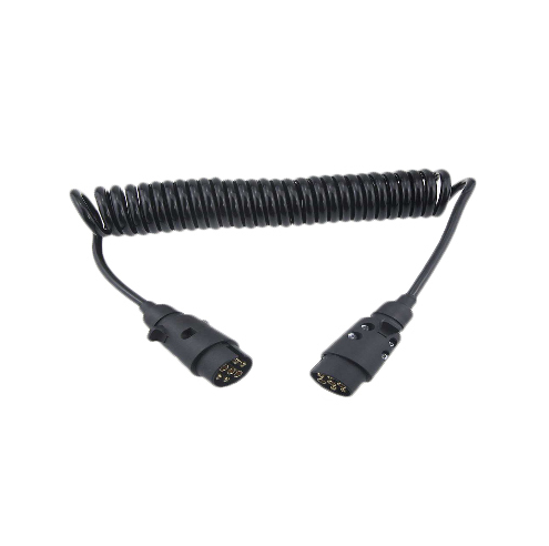 Enchufe y enchufe de 7 pines de tamaño personalizado, ambos conjuntos de cable en espiral Enchufe y enchufe de 7 pines de tamaño personalizado, ambos conjuntos de cable en espiral