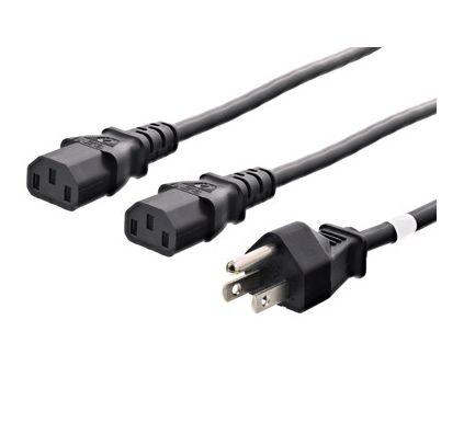 Cable de alimentación del sistema estándar divisor en "Y" con la mayoría de los HDTV, monitores y computadoras