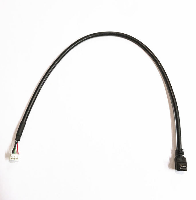 Enchufe Mini USB 2.0 en ángulo recto a conector JST / pH 2725 Conjunto de cable de 28 Awg