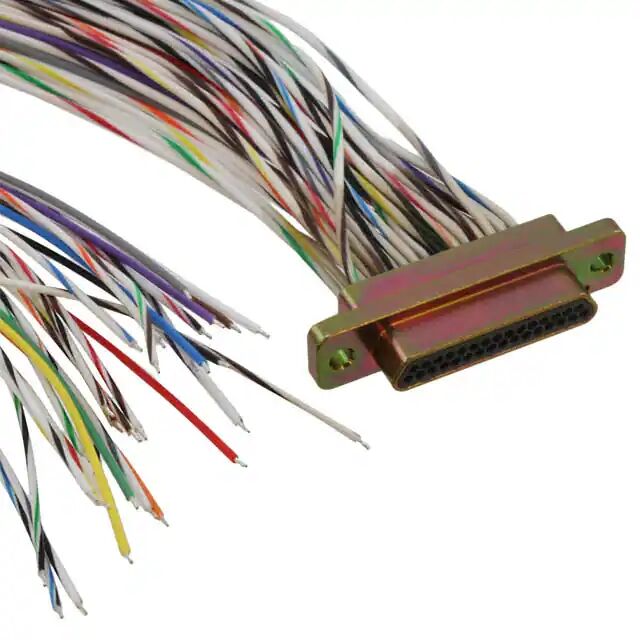 Ensamblaje de cable D-sub pin macho chapado en oro a conductor de un solo cable