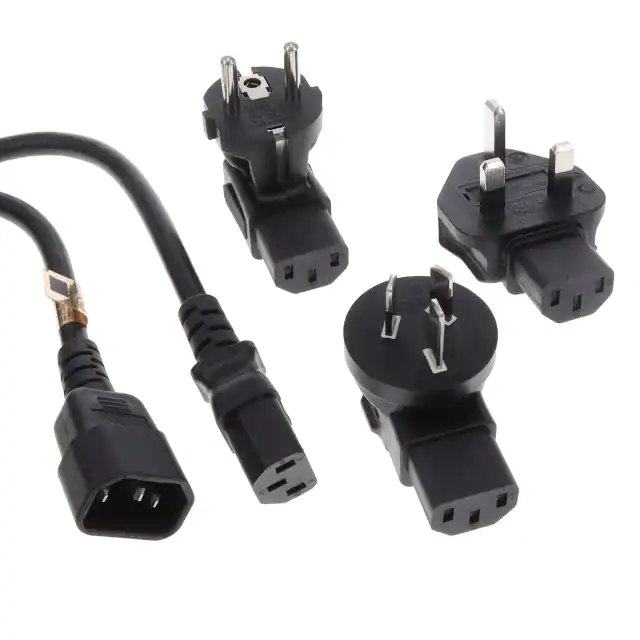 Adaptador de hoja cable de alimentación pin macho negro (hoja) a enchufe (ranura)