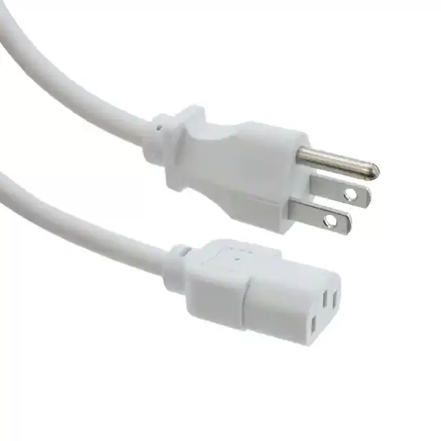 Cable de alimentación blanco NEMA 5-15p a IEC 320-c13 SJT clavija macho (hoja) a enchufe (ranura)