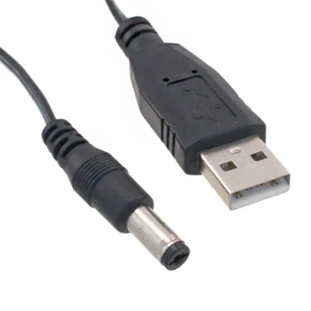 Enchufe USB A a enchufe de CC 22 AWG UL2468 Contactos de resorte estilo moldeado