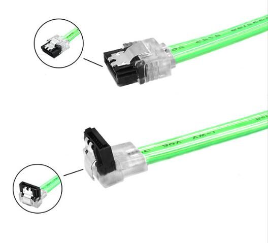 Cable de datos SATA de metralla doble, cable de disco duro de seguridad, cable SATA de color UV de 90 grados a 180 grados Cable de datos SATA de metralla doble, cable de disco duro de seguridad, cable SATA de color UV de 90 grados a 180 grados