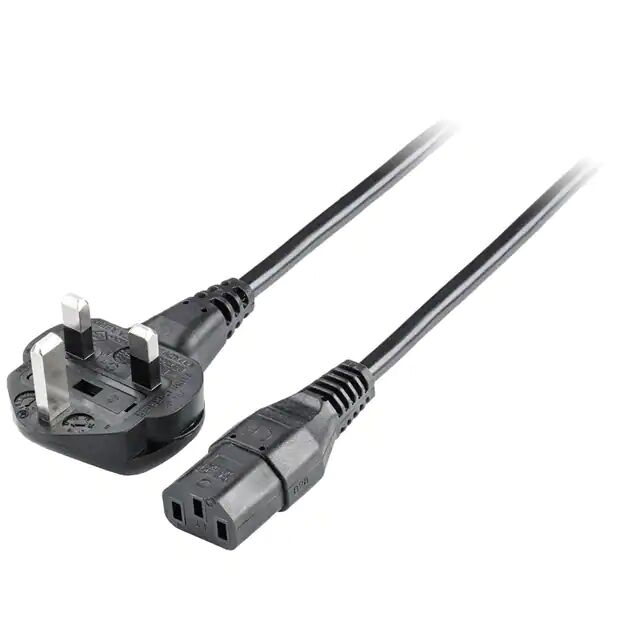 Cable AC IEC 90° macho BS 1363 a 180° hembra 3 polos C13 para dispositivos con interfaz correspondiente Cable AC IEC 90° macho BS 1363 a 180° hembra 3 polos C13 para dispositivos con interfaz correspondiente