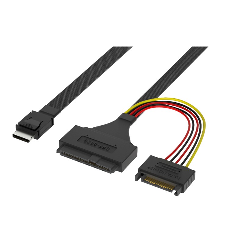 Oculink (SFF8611 4i) A MINI SAS (SFF8639)+15P Arnés Equipo profesional Mantenimiento periódico RCD