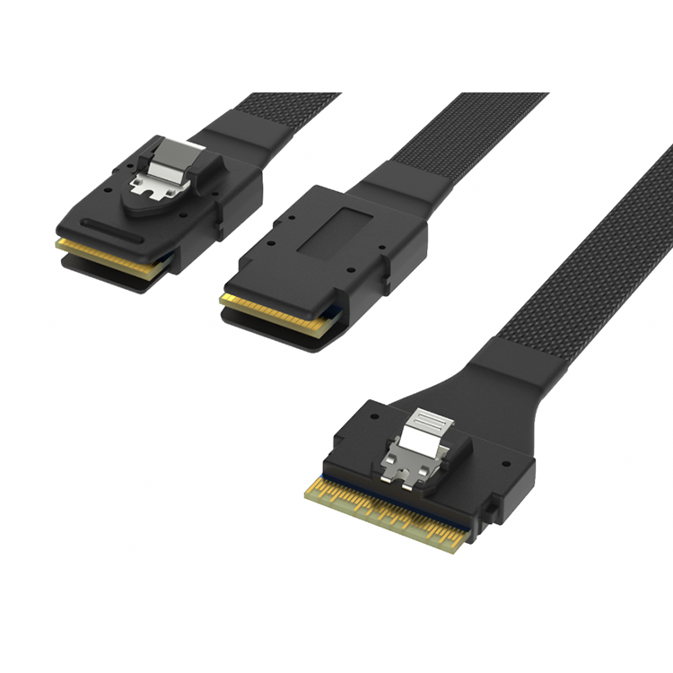 SlimSAS (SFF8654 8i) TO 2 * Mini sas (SFF8087) arnés de cables personalización de lotes pequeños equipo profesional RCD