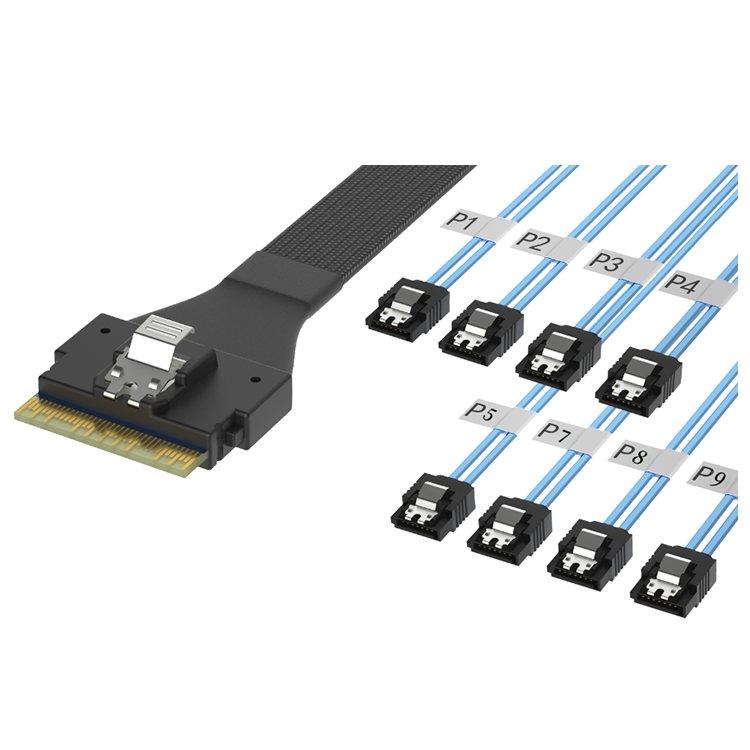 El arnés de cables SlimSAS (SFF8654 8i) TO 8*SATA se fabrica profesionalmente bajo demanda RCD