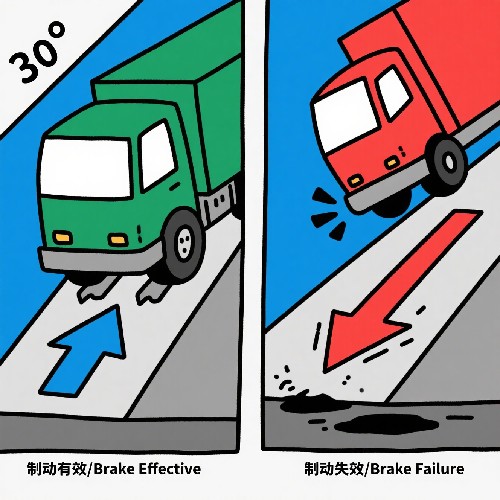 Comparison of good and poor braking effects for the oil stop cylinder