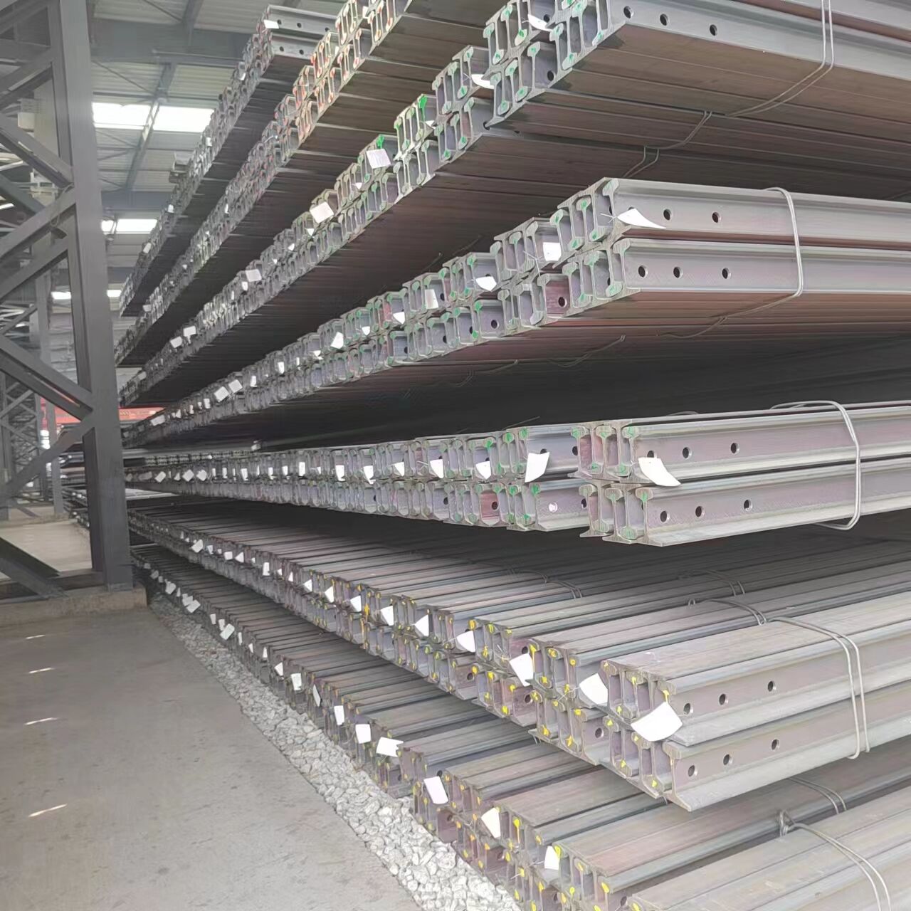 Railway steel light rail tracks