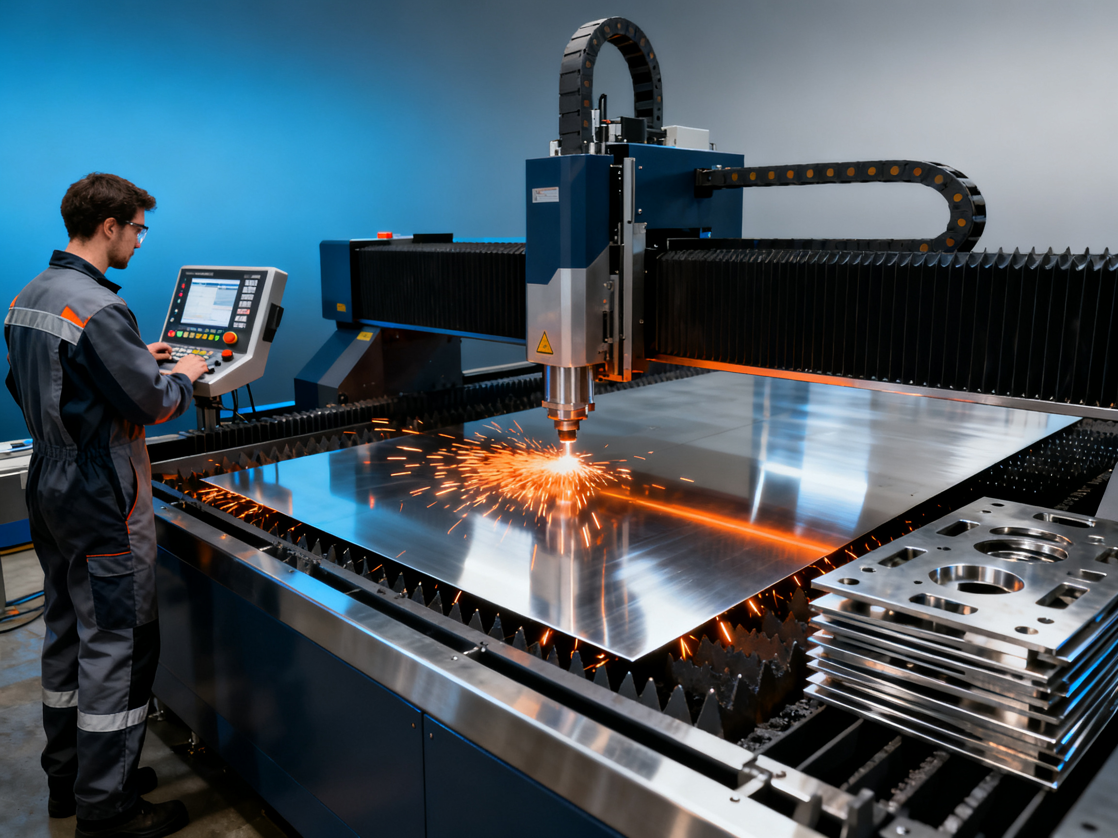 High-efficiency stainless steel laser cutting production line