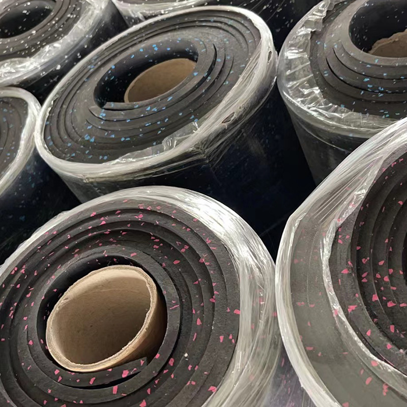 Rolled gym rubber mat