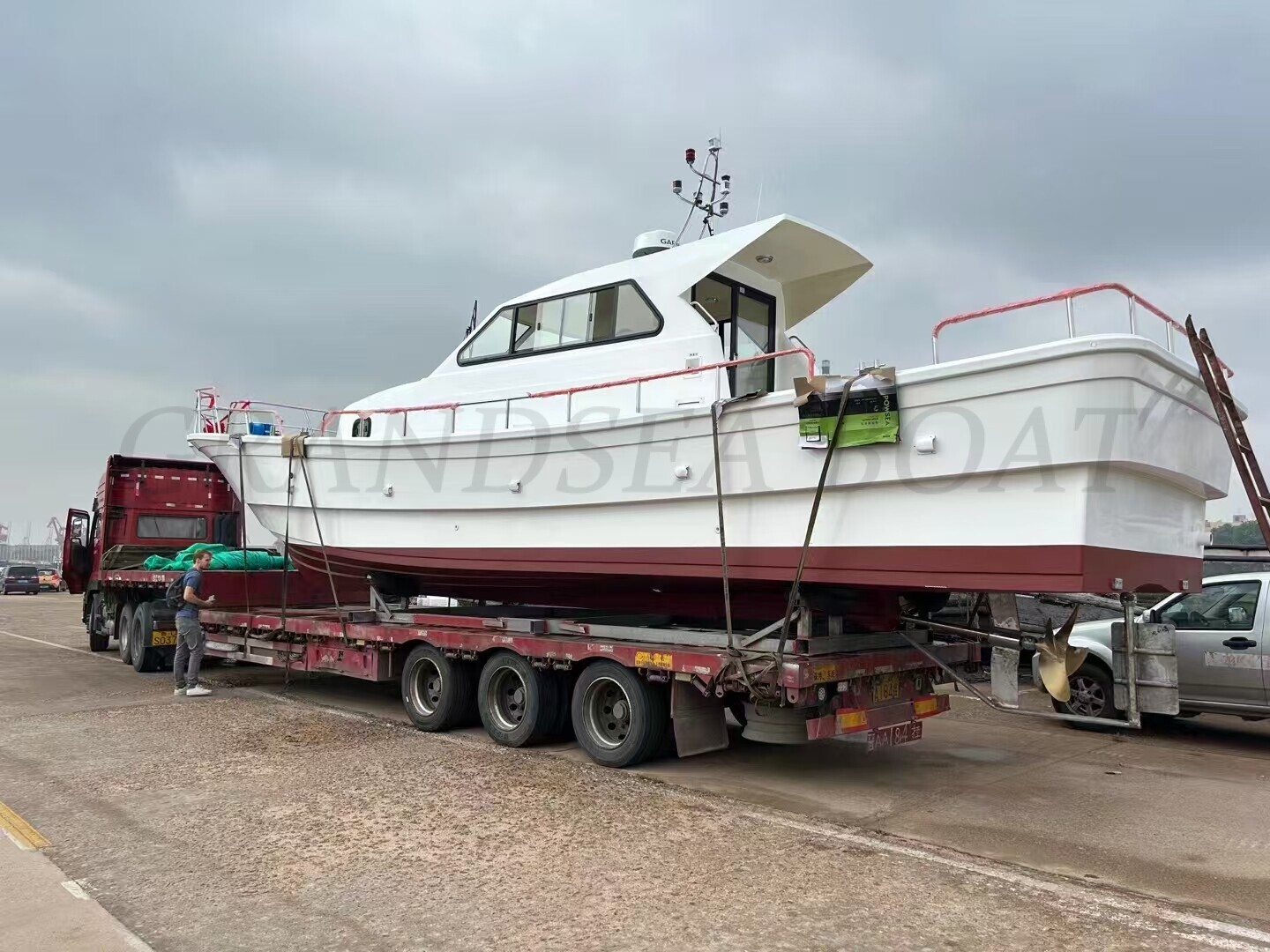 1unit Length 14m Fiberglass Longline Commercial Fishing Boat Shipped to Caribbean Area.