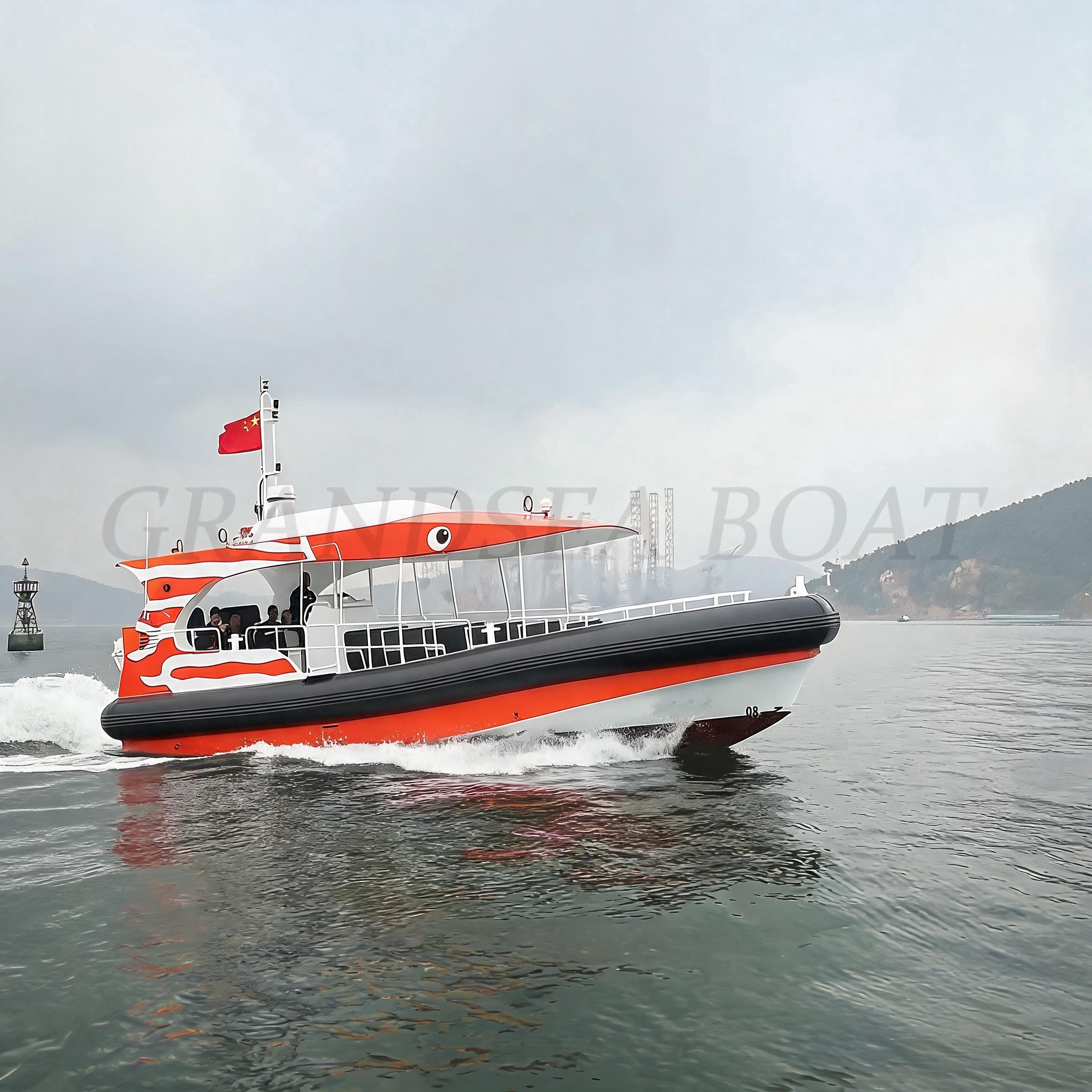 Grandsea 12.5m Aluminum 11seats Tourist Jet Boat Drifting Speed Boat for sale