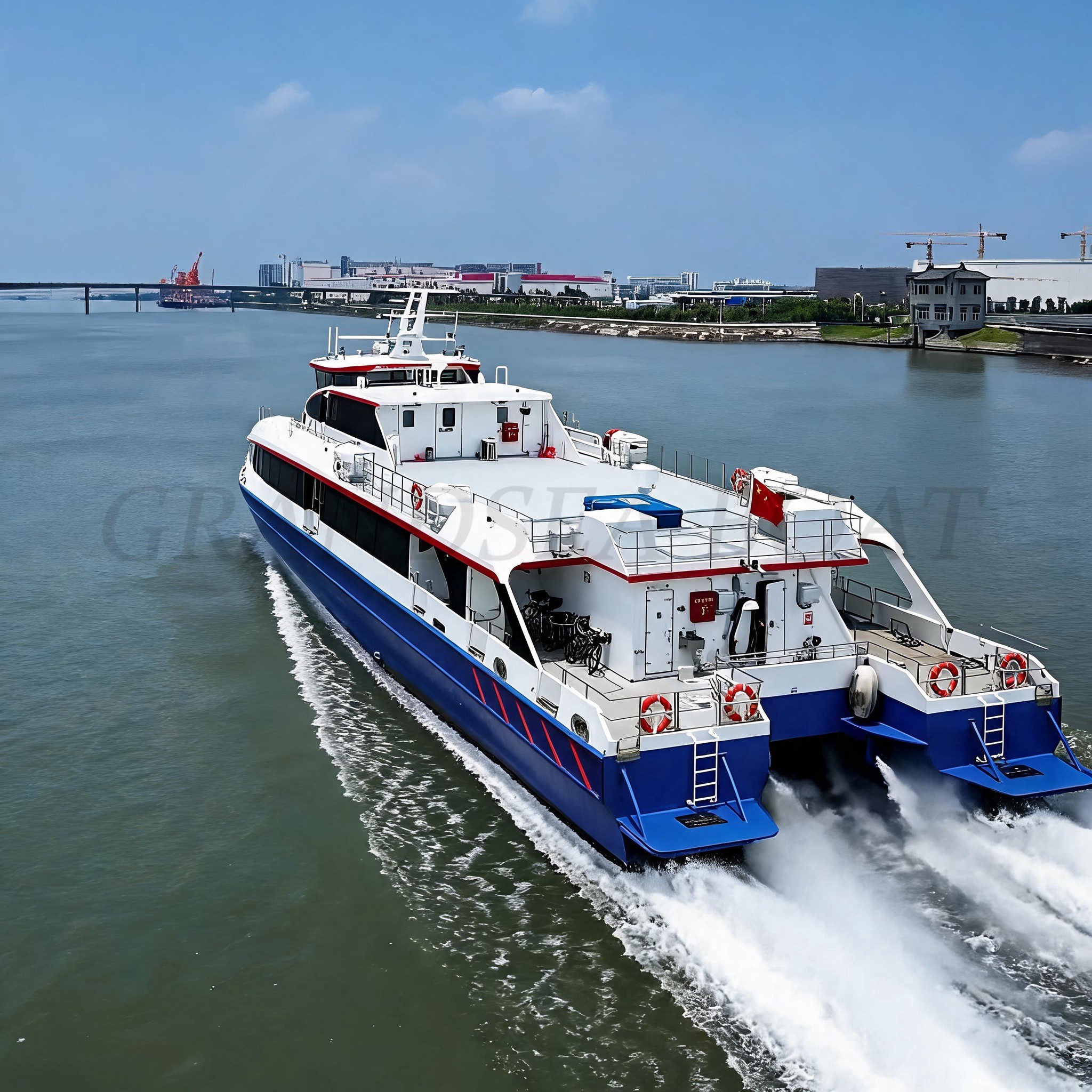 Grandsea 37m Carbon Fiber Hull 260-seater High Speed Catamaran Jet Propulsion Jet Ferry Island Tourism Passenger Boat for sale