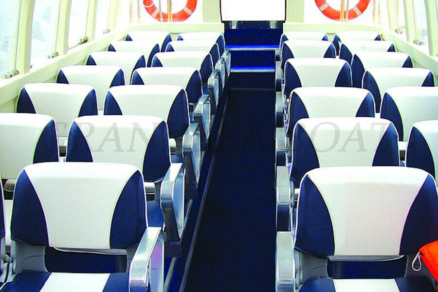 China 32ft 28 Seater FRP Yellow Color Water Taxi Boat For Sale