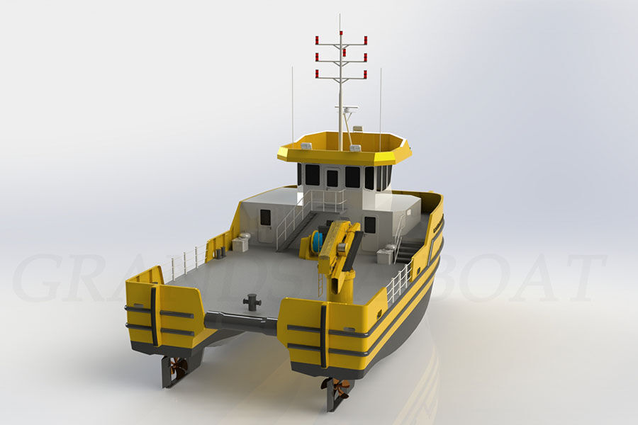 Grandsea Catamaran 18m Towing And Pushing Crane Barge for Sale