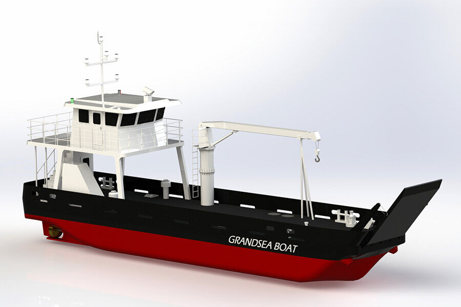 Grandsea 24m 40 Tons Crane Steel/river/work Small Barge for Sale