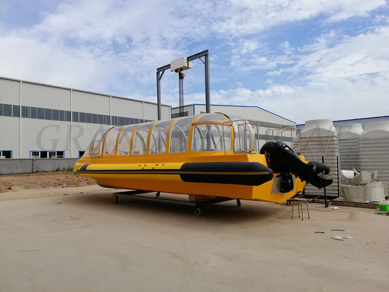 China 32ft 28 Seater FRP Yellow Color Water Taxi Boat For Sale