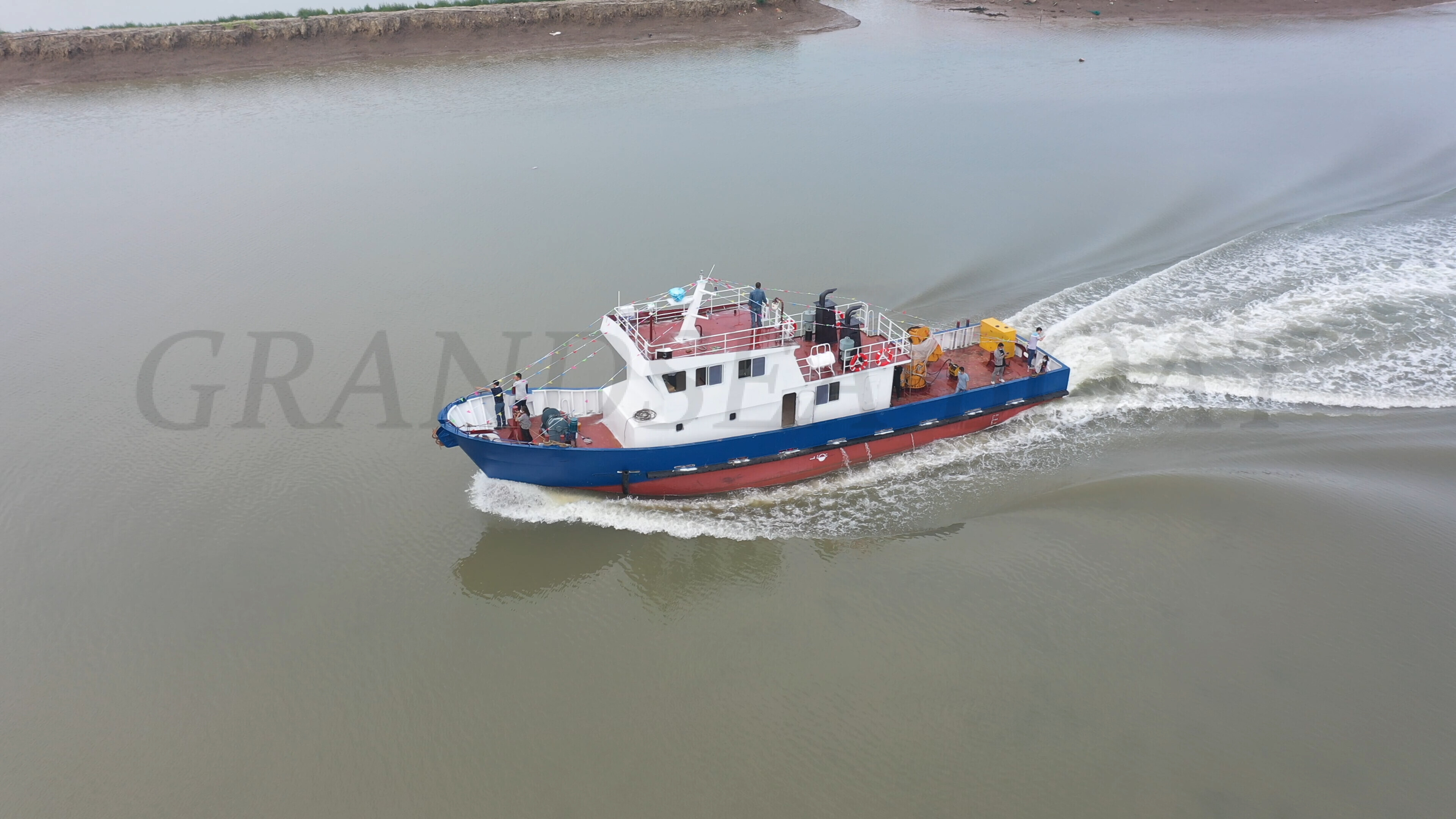 Grandsea 24m Steel Material Crane Barge Survey Work Boat for sale