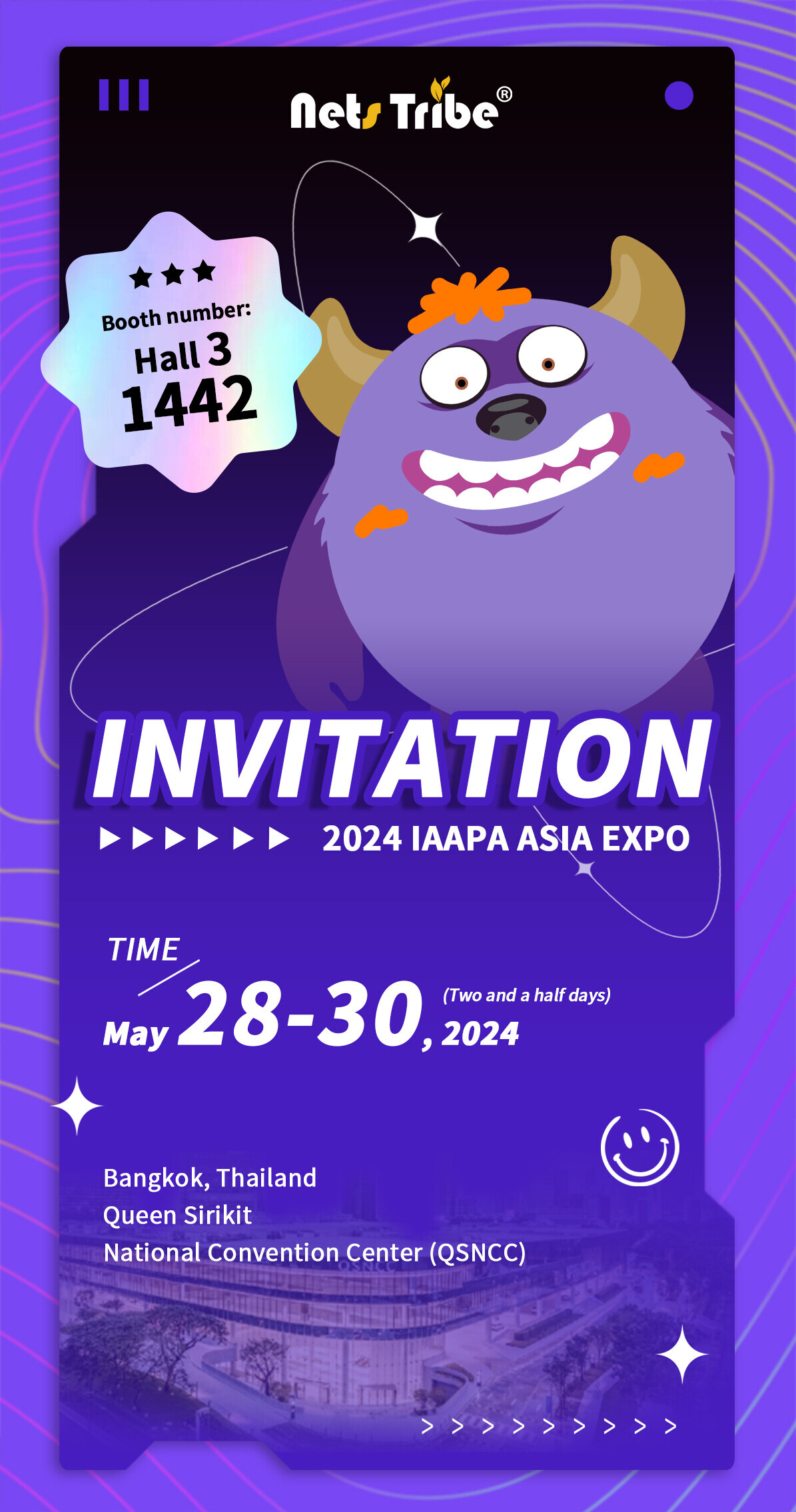 Invitation Letter | Netstribe invites you to IAAPA Asia Expo 2024 Thailand Exhibition，May 28-30.