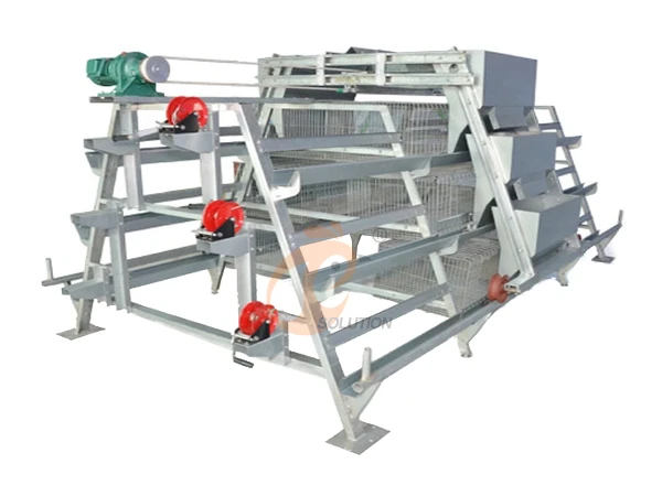 Broiler chicken cage, 10,000 - 30,000 broilers/house, manual broiler harvesting, automatic A type broiler chicken cage