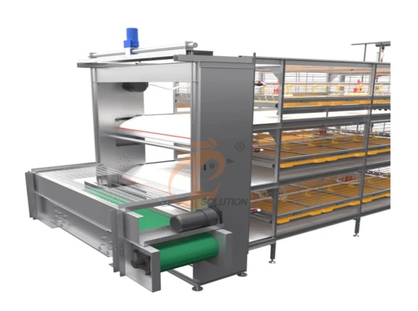Broiler chicken cage, >30,000 broilers/house, semi-automatic belt broiler harvesting, automatic H type broiler chicken cage