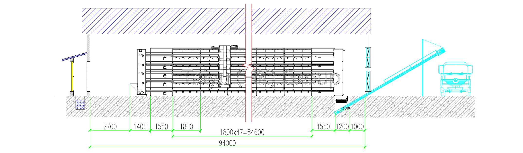50,000 Egg Chickens Per Poultry House Design Drawing