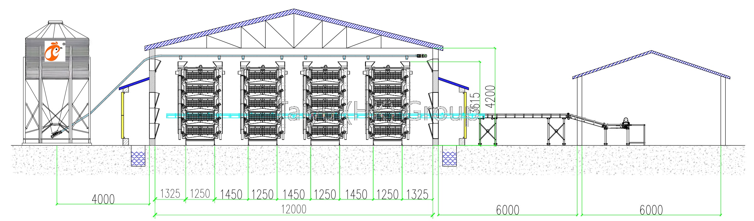 45,000 Egg Chickens Per Poultry House Design Drawing