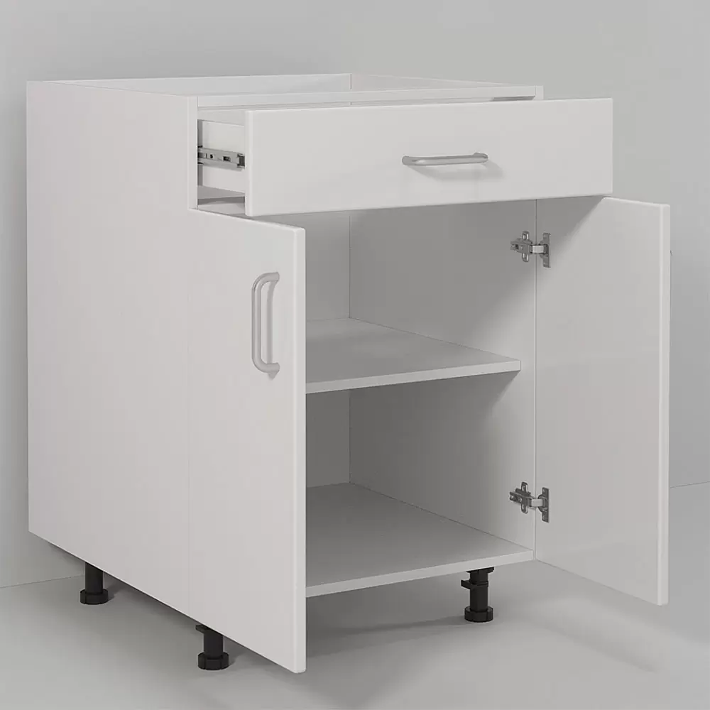 Laqcuer Drawer Two Lacquer Door DTC Soft Slding Rail DTC Soft Hinge PVC Adjustable Legs Kitchen cabinet