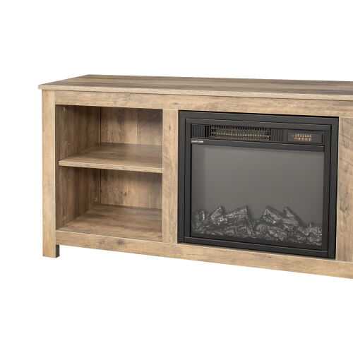 Classic 4 Cubby Fireplace TV Stand , Rustic Oak