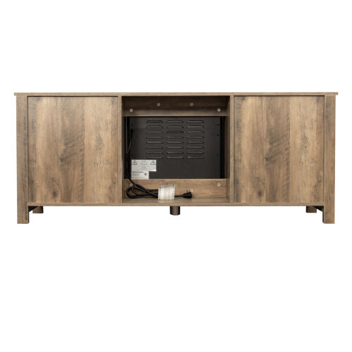 Classic 4 Cubby Fireplace TV Stand , Rustic Oak