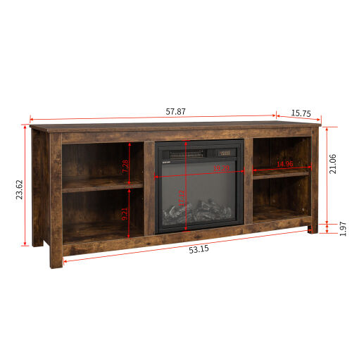 Classic 4 Cubby Fireplace TV Stand , Rustic Dark Oak