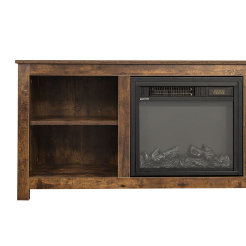 Classic 4 Cubby Fireplace TV Stand , Rustic Dark Oak