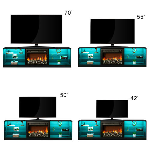 Electric Fireplace TV Console, Black
