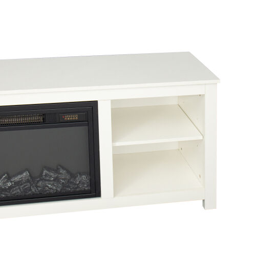 Classic 4 Cubby Fireplace TV Stand , White