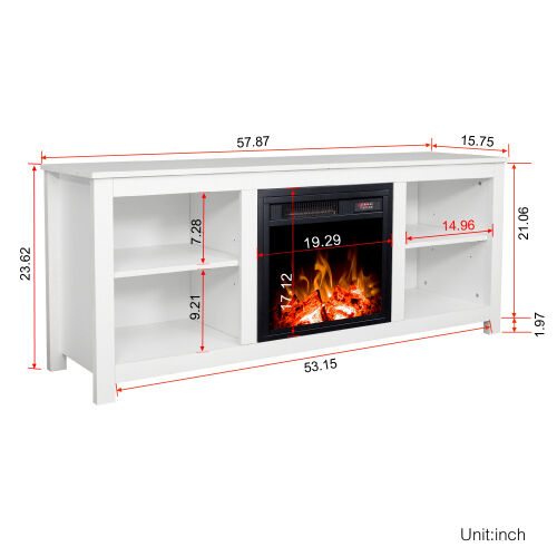 Classic 4 Cubby Fireplace TV Stand , White