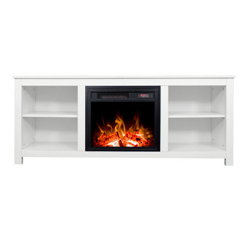 Classic 4 Cubby Fireplace TV Stand , White