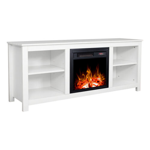 Classic 4 Cubby Fireplace TV Stand , White