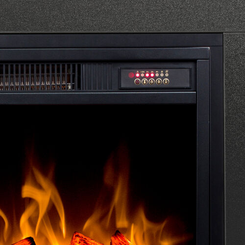 Classic 4 Cubby Fireplace TV Stand , Black