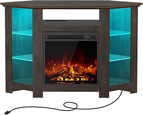 Fireplace Corner TV Stand,Entertainment Center for Living Room,Walnut