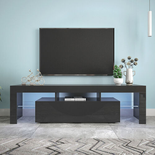 Modern Black Remote Control Lights 20 Colors LED TV Stand