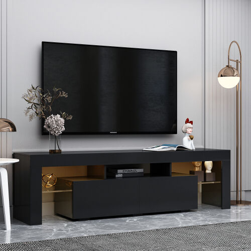 Modern Black Remote Control Lights 20 Colors LED TV Stand